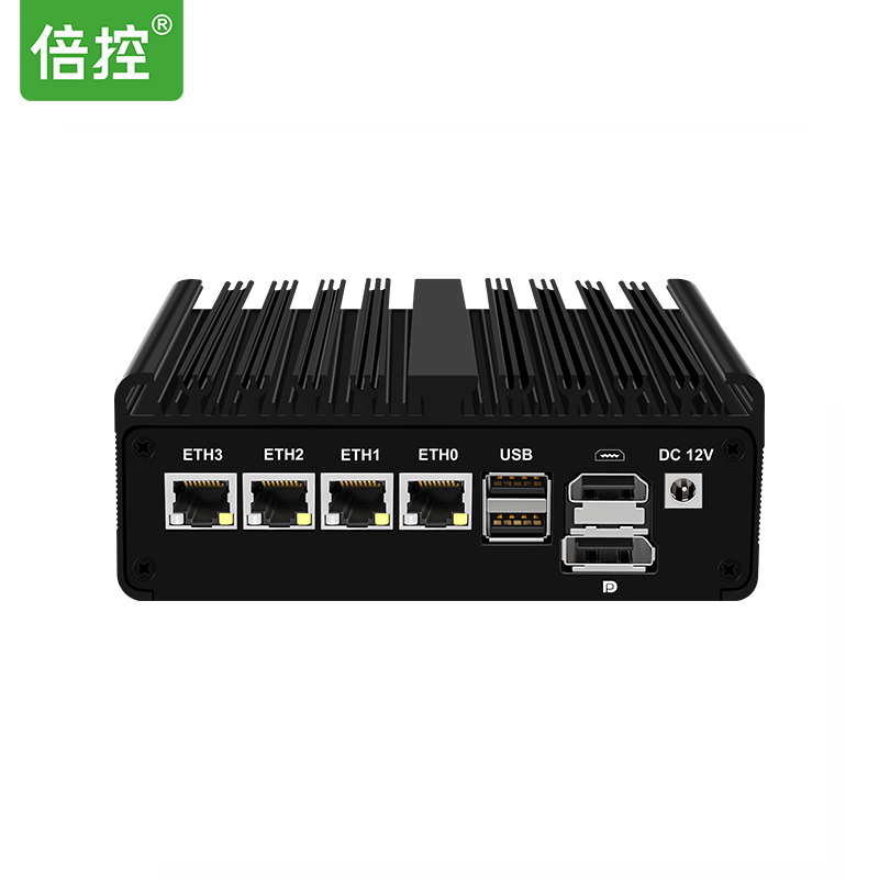 倍控J4125四网N100工控机2.5G 双串口6USB嵌入式小主机软路由控制器Linux centos爱快 pfsense 迷你电脑J6412